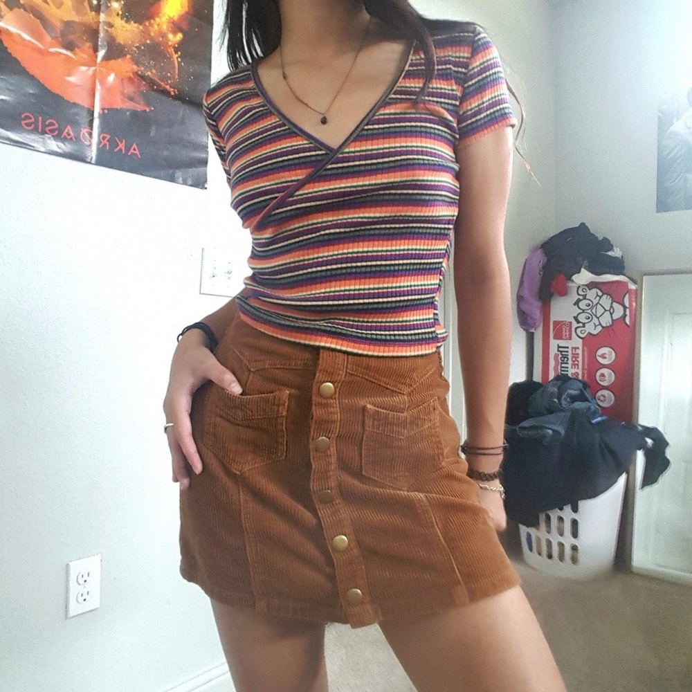 Kendall and Kylie caramel corduroy mini skirt